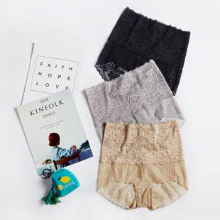 桑蚕丝美体小平脚裤 新蕾丝网纱塑身裤 女真丝包臀收腹短裤 高腰内裤