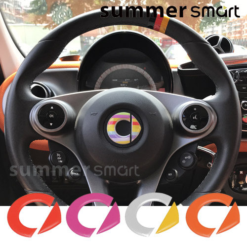 适用于09-19款Smart汽车  滴胶立体方向盘车贴 内饰方向盘标车贴