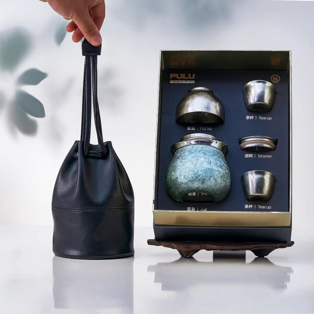 MULLY 摩利纯钛葫芦茶壶套装茶水分离便携式男女高档
