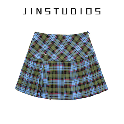美式校园风复古格子辣妹显瘦短裙
