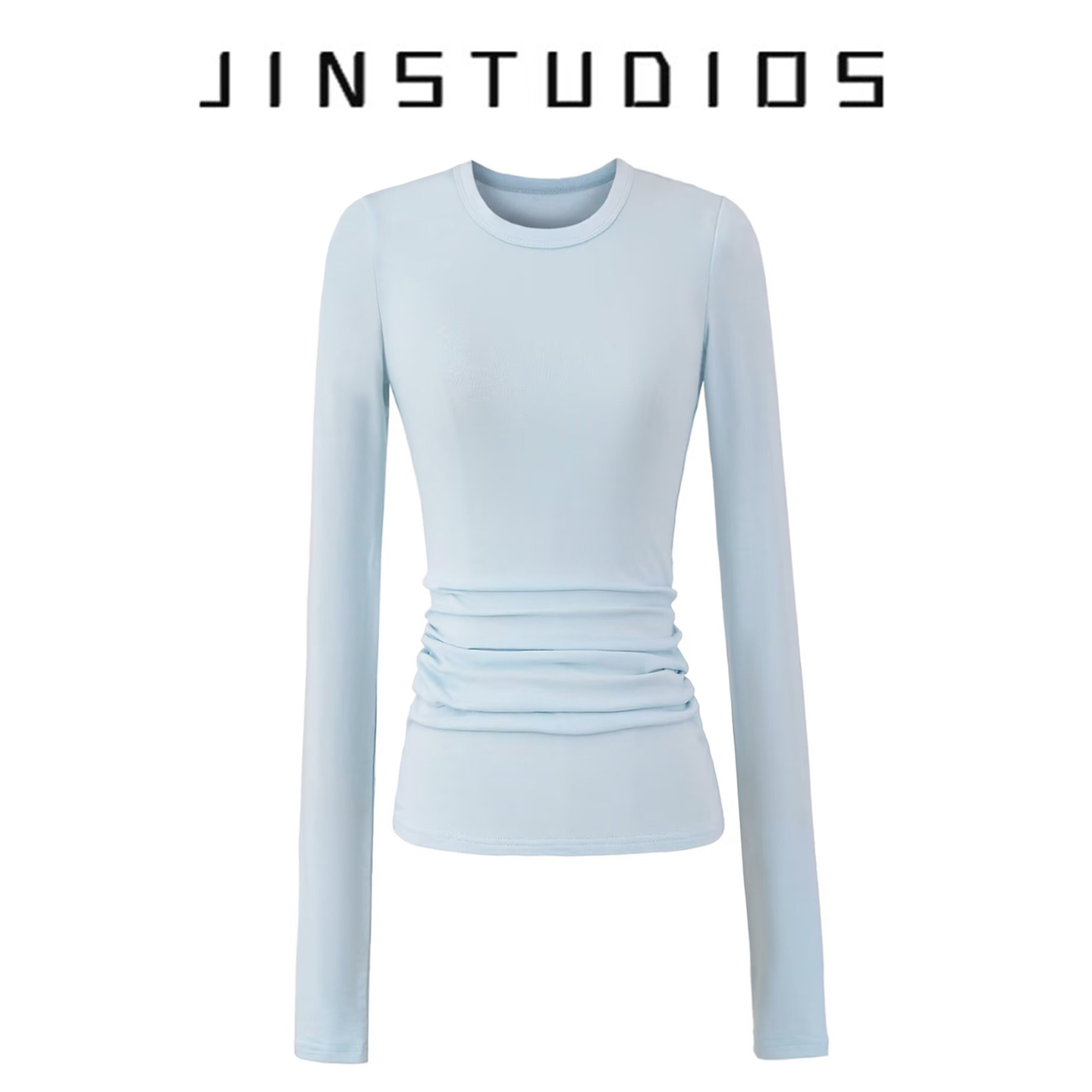 2025秋美式辣妹风纯色圆领长款长袖T恤修身显瘦百搭纯欲休闲上衣