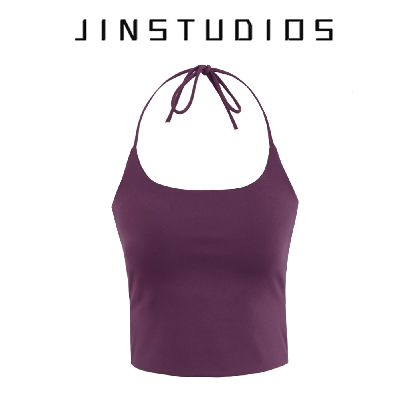 2025夏性感辣妹露背纯色胸垫款挂脖吊带背心修身显瘦百搭运动上衣