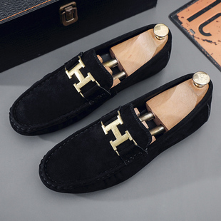 布鞋 国潮K071夏季 2024新款 男鞋 透气开车豆豆鞋 懒人一脚蹬休闲潮鞋