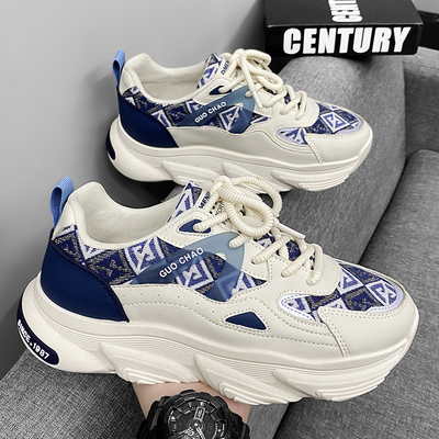 港风男鞋2025秋季新款青少年潮流百搭休闲运动鞋子厚底增高老爹鞋