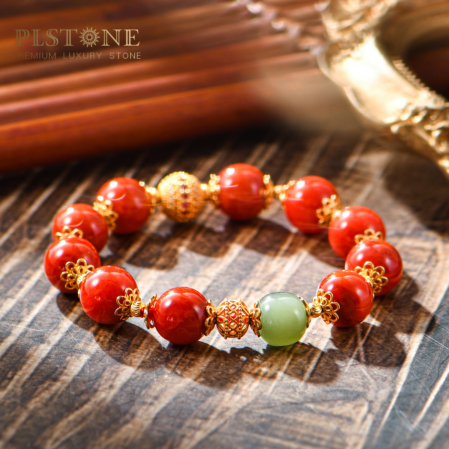 普琳丝文玩7A+珍藏级四川凉山老矿火焰南红翡翠设计手链手串女