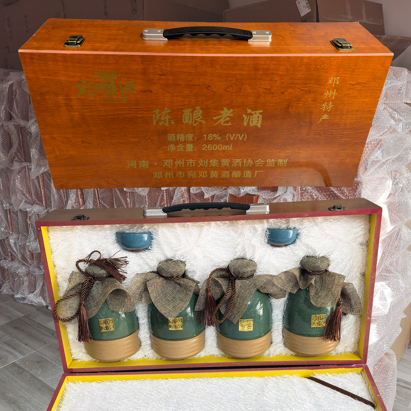 4瓶木盒礼品小米黄酒陈酿老酒纯送人河南南阳邓州刘集土特产宛邓