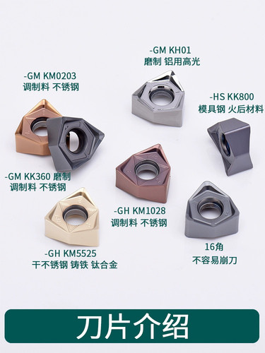 WNMU080608060408040304EN-GM铝铜用六角快进给重切削平面铣刀