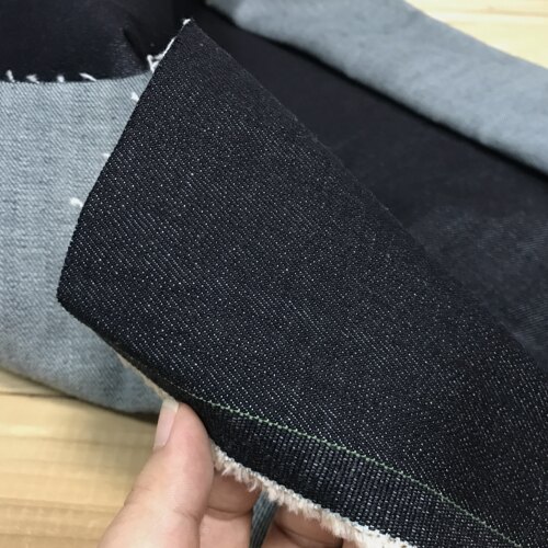 丹宁蓝色牛仔布料厚款微弹日本进口冈山高档品质裤子服装定制面料