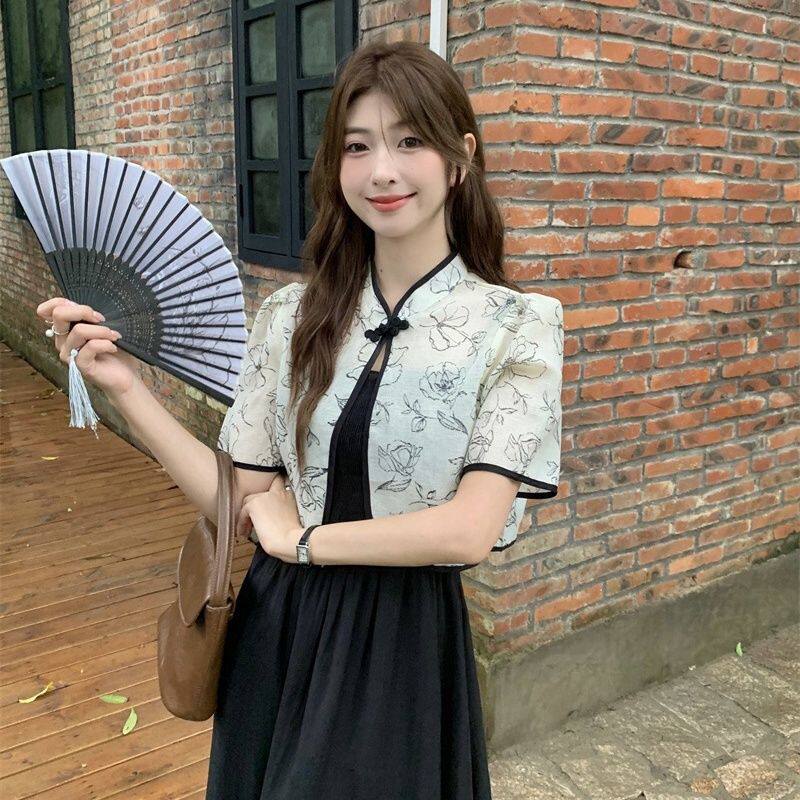 新中式盘扣短袖防晒开衫女夏图片