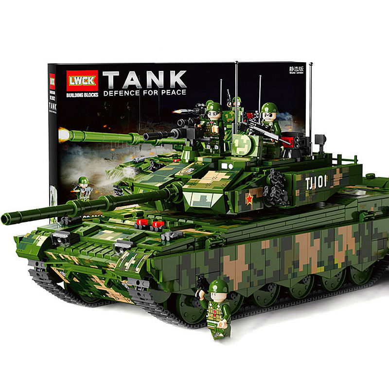 中国积木军事系列99式主战虎式坦克模型儿童拼装益智玩具男孩礼物