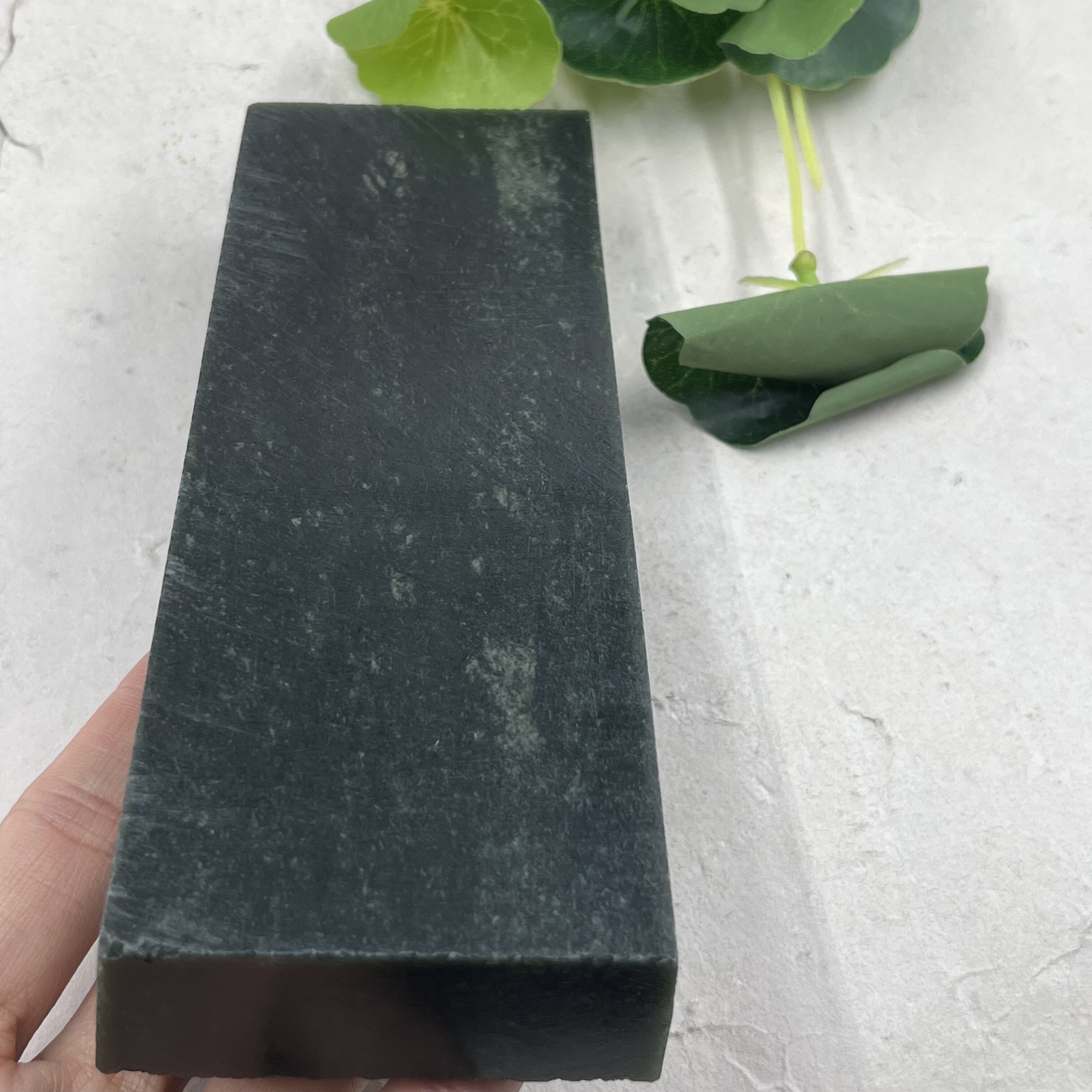 新疆和田玉青玉长方牌子边角料镇尺玉石下脚料钢板料包邮488克ta