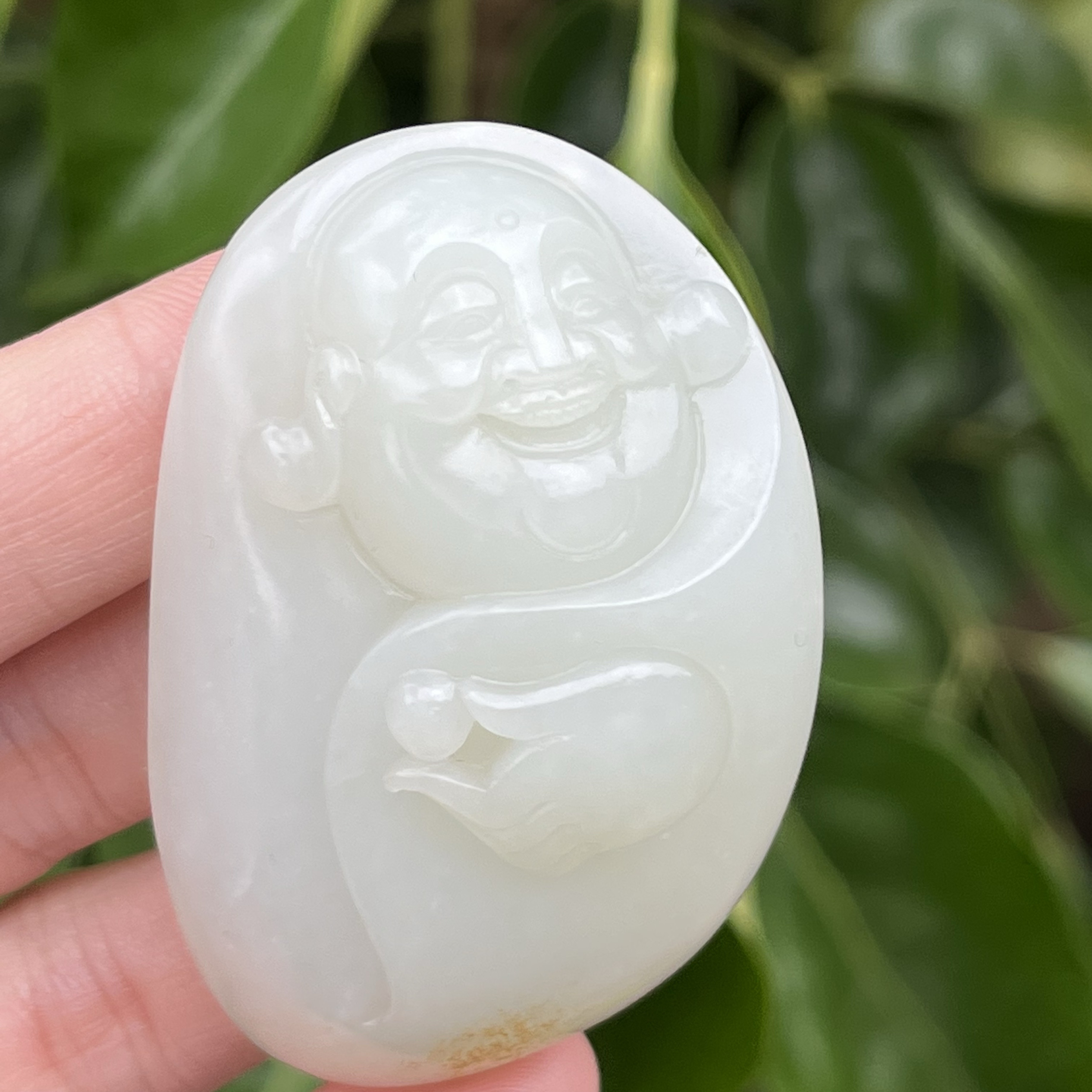 新疆和田玉老玉原皮籽料弥勒佛吊坠把件开心佛笑佛玉坠包邮41克