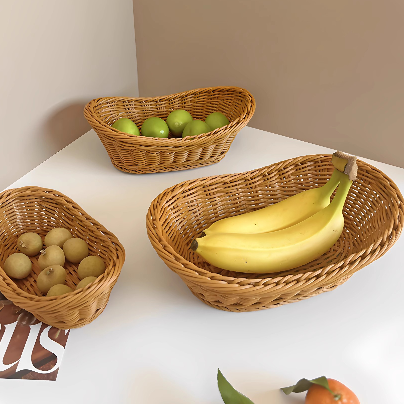手工日式点心篮复古仿藤水果篮