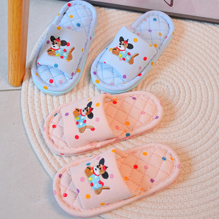 卡通儿童布底拖鞋室内静音可机洗男女童宝宝居家软底地板拖鞋四季