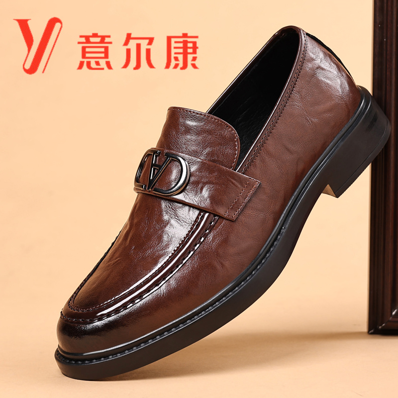 意尔康男士豆豆鞋真皮