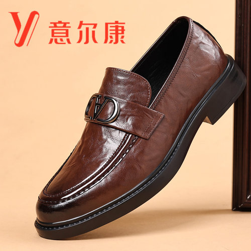 意尔康男士豆豆鞋真皮