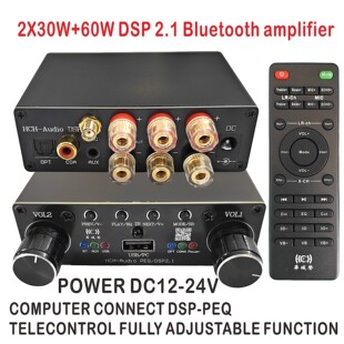 60W低音炮2.1功放机AUX光纤同轴USB解码 输入 DSP蓝牙功放2X30 新款