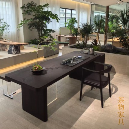 轻奢高级简约茶桌白蜡木实木茶台会所家用客厅设计款泡茶台定制
