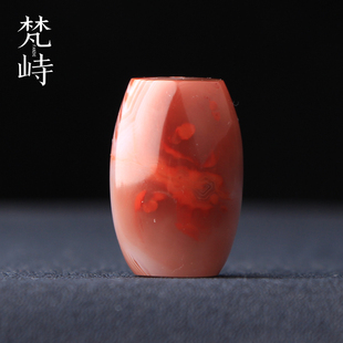 梵峙南红玛瑙桶珠散珠路路通锁骨配饰天然川料原矿多宝珠送证书