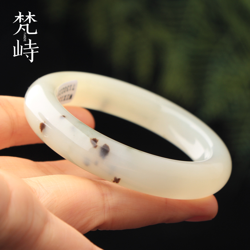 和田玉白玉手镯细圆条美人镯