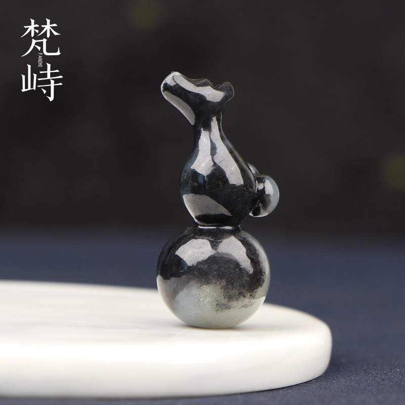 梵峙和田玉青花葫芦山水意境挂件吊坠