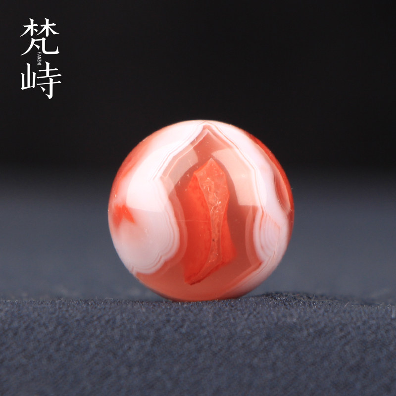 梵峙16南红玛瑙圆珠多宝珠散珠樱桃红水晶红白料单珠多宝珠送证书