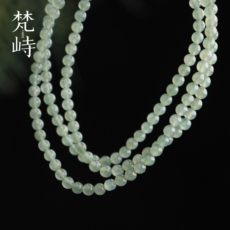 梵峙3.8a货翡翠冰糯种圆珠项链