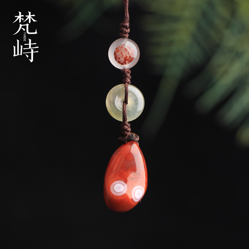 梵峙南红玛瑙翡翠天眼象形金蟾挂件手机链包挂川料原矿送证书