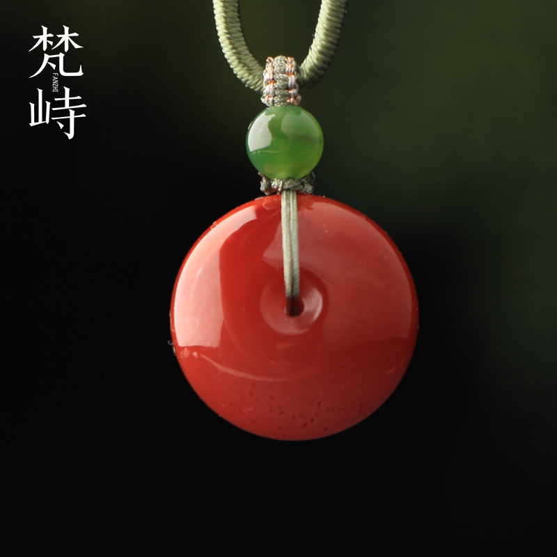 南红玛瑙平安扣面包扣辣椒红