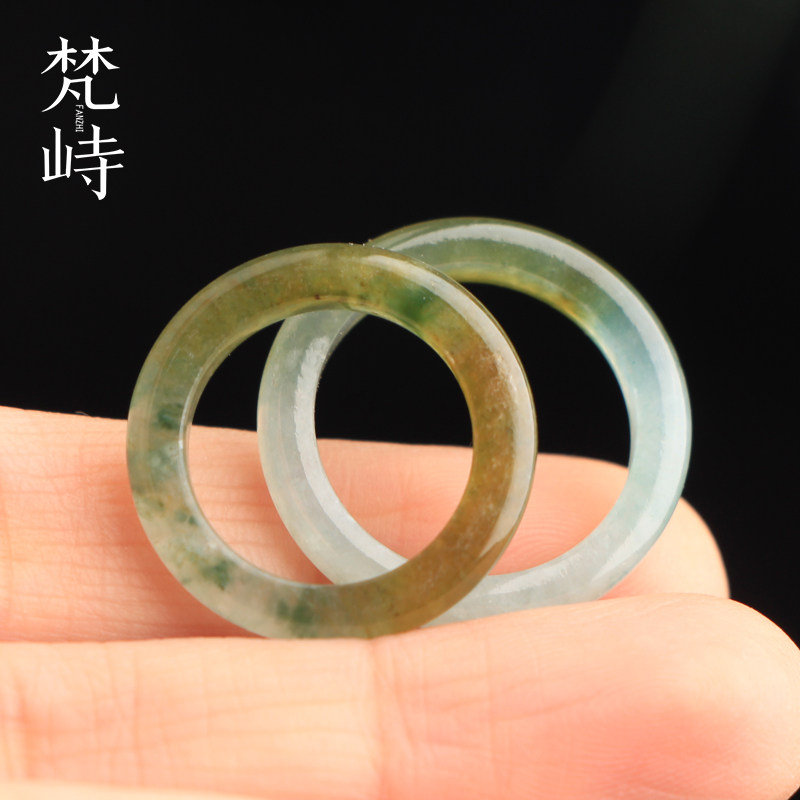 梵峙翡翠戒指指环跑环尾戒柠檬色蓝花缅甸A货送证书