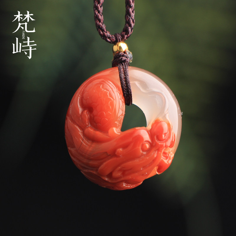 梵峙南红玛瑙龙头平安环平安扣冰飘挂件吊坠生肖龙川料原矿送证书,饰品/流行首饰/时尚饰品新,颈饰,淘宝优惠券,粉丝福利购,淘宝优惠卷