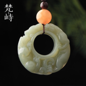 梵峙和田玉籽料貔貅扳指手把件青玉新疆料送证书