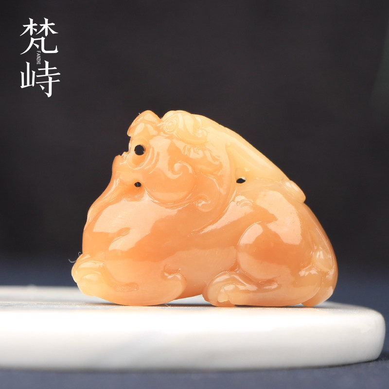 梵峙新疆和田玉糖玉瑞兽貔貅手把件糖料把玩件玉石摆件挂件吊坠