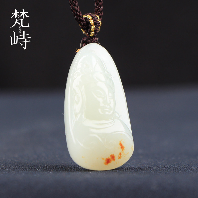 梵峙和田玉挂件观音白玉