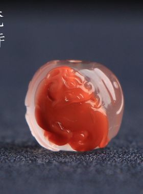 梵峙11.8南红玛瑙仿古貔貅老型珠高冰飘多宝珠单珠川料原矿送证