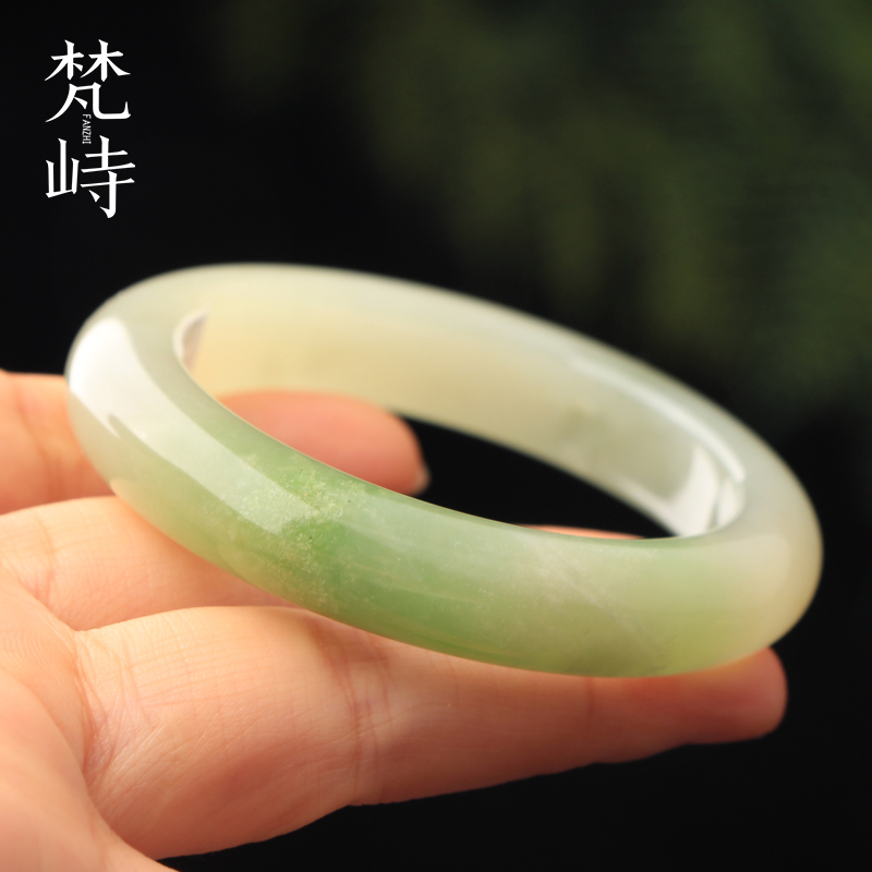 和田玉手镯翠青玉青海料送证书