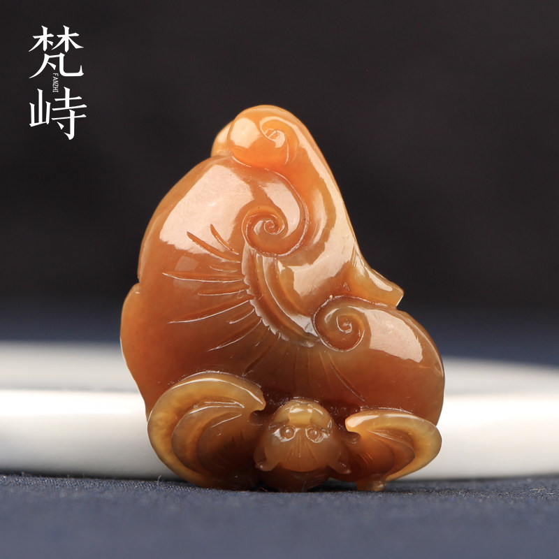梵峙和田玉糖玉如意蝙蝠挂件吊坠黄糖玉玉佩玉坠