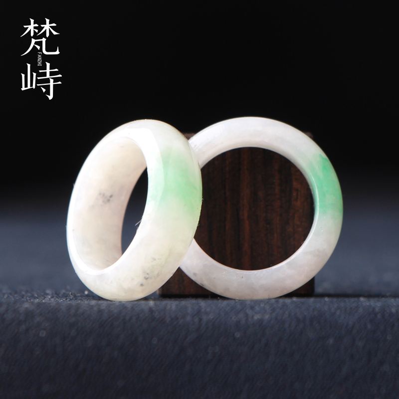 翡翠指环男女戒指跑环白底青