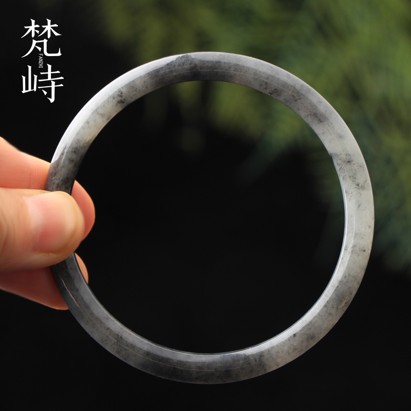 梵峙63翡翠手镯乌鸡种糯冰大圈口