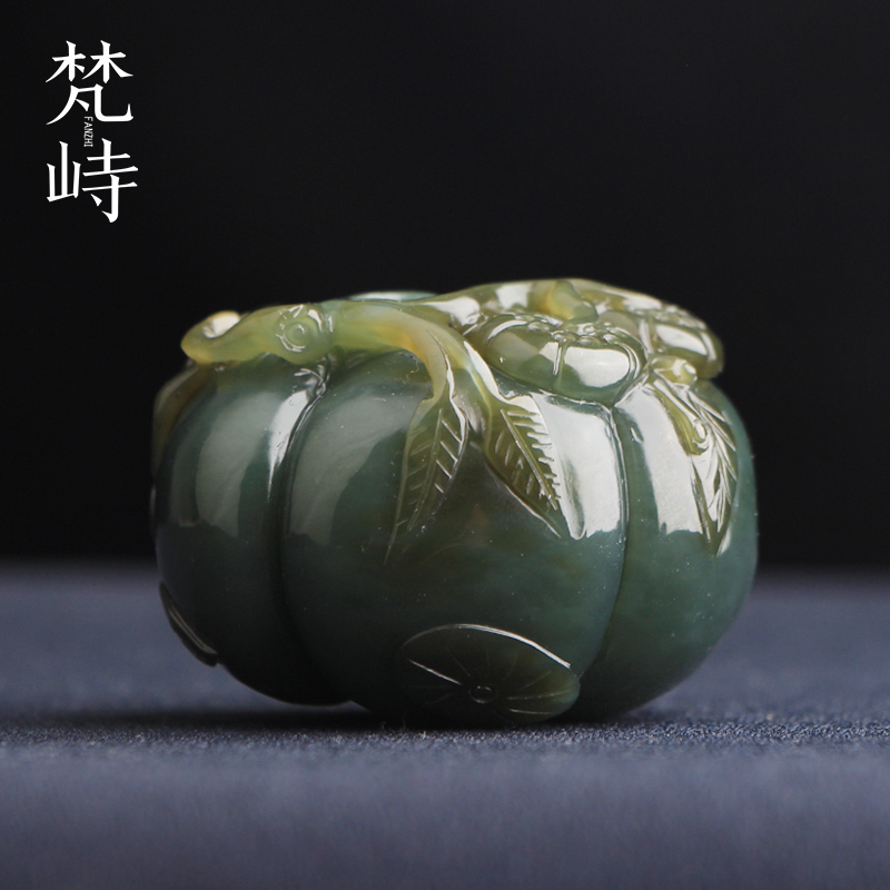 梵峙和田玉瓜瓞绵绵南瓜手把件