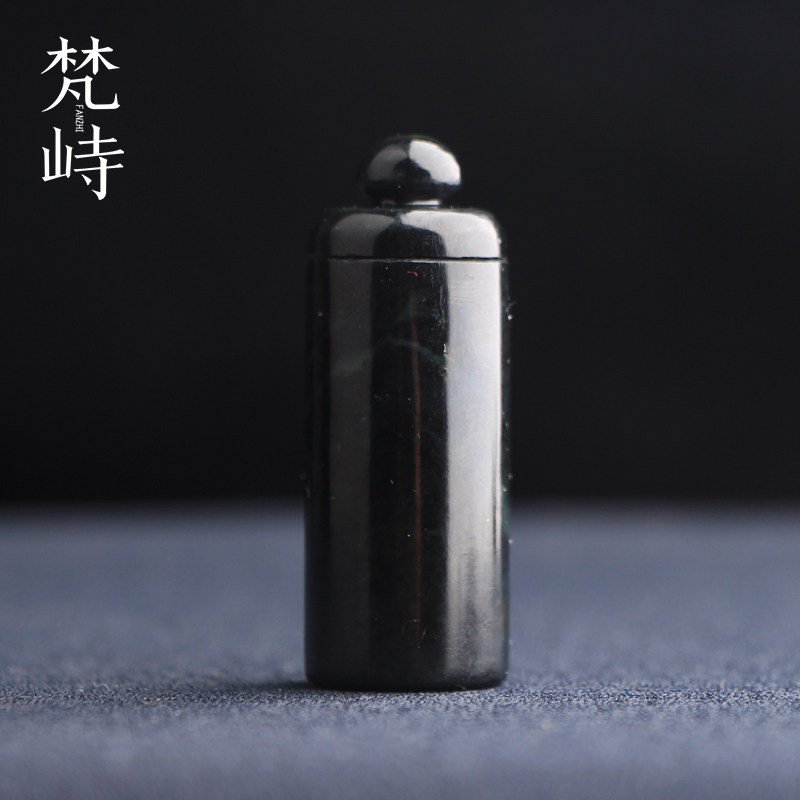 梵峙和田玉墨玉鼻烟壶器皿小摆件把玩件新疆青花山料送证书