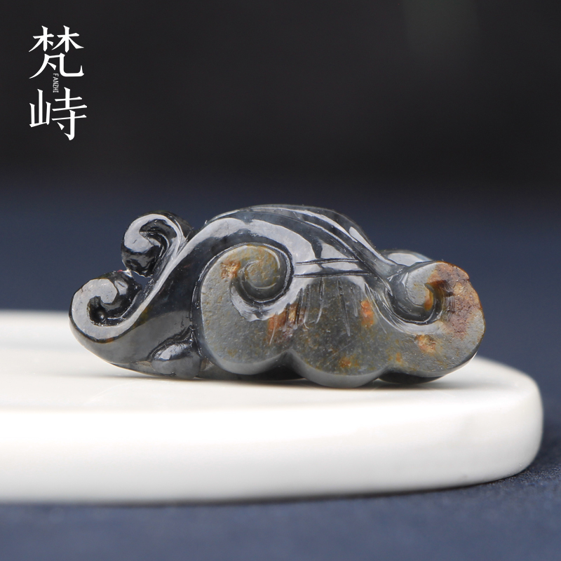 梵峙和田玉挂件吊坠如意墨玉