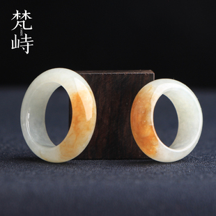 梵峙翡翠戒指指环跑环情侣款大圈男女糯冰种撒金黄翡缅甸A货送证