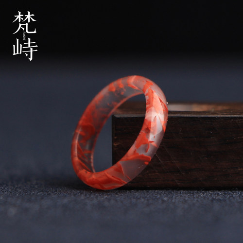 梵峙13南红玛瑙戒指跑环尾戒指