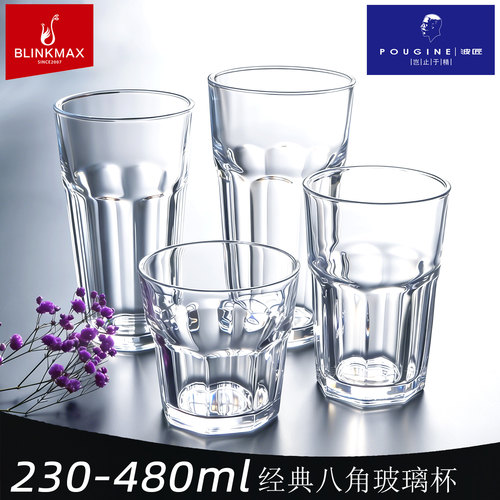 复古八角玻璃杯客杯宴会水杯
