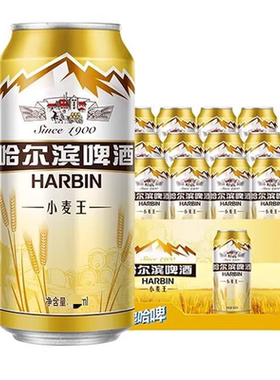 哈尔滨啤酒小麦王啤酒500ml*12罐麦香浓郁啤酒-CL