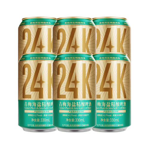24K精酿啤酒 330ml*6罐⻘梅海盐味维纳斯苹果味德式⼩⻨味-CL