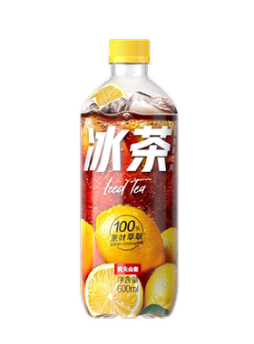 农夫山泉冰茶柠檬红茶600ml*4瓶夏季碳酸茶饮料-CL
