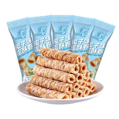 【品牌折扣】优开椰香味蛋卷散装约3g*14包