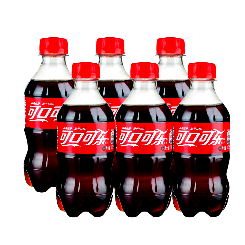 可口可樂300ml 6瓶碳酸飲料清涼解渴 可樂優選